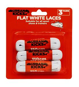 Flat White Laces -Trainer Cs 3Pk