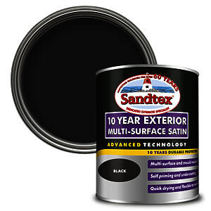 Sandtex 10 Year Multi Surface Satin Paint 750Ml Black