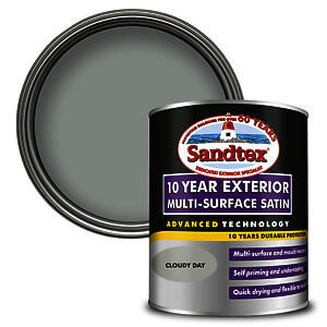 Sandtex 10 Year Multi Surface Satin Paint 750Ml Cloudy Day