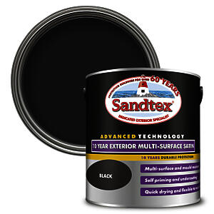 Sandtex 10 Year Multi Surface Satin Paint 2.5L Black