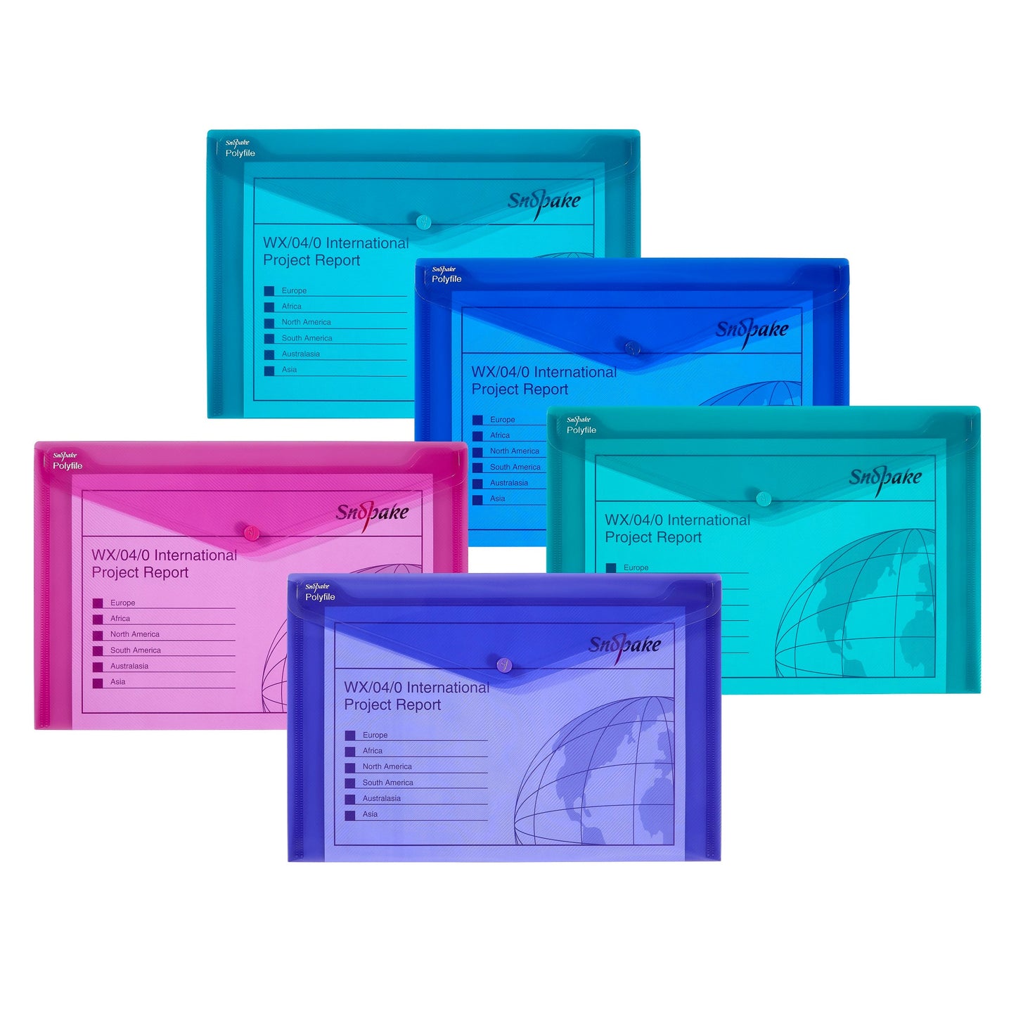 Snopake Polyfile Electra Foolscap + Assorted (Pack of 5) 10088