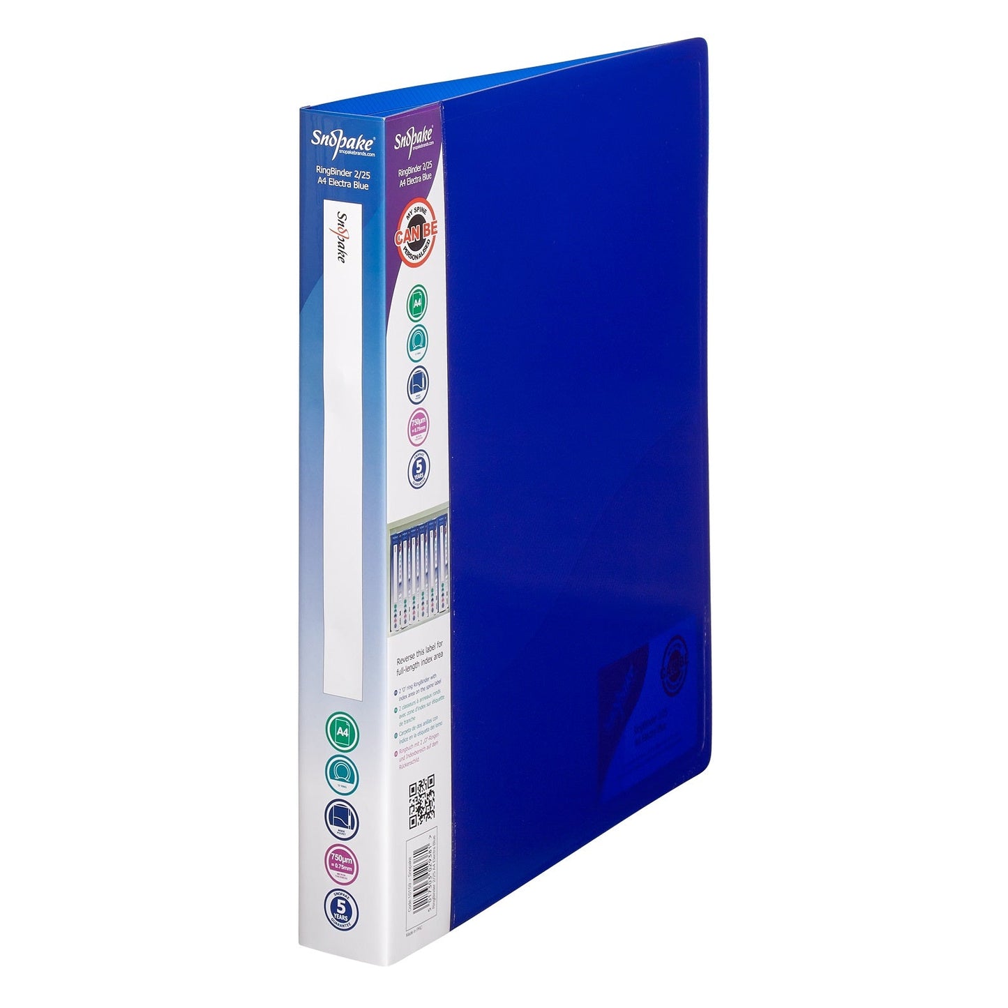 Snopake Superline Ring Binder 2 O-Ring A4 25mm Rings Electra Blue (Pack 10) - 10159
