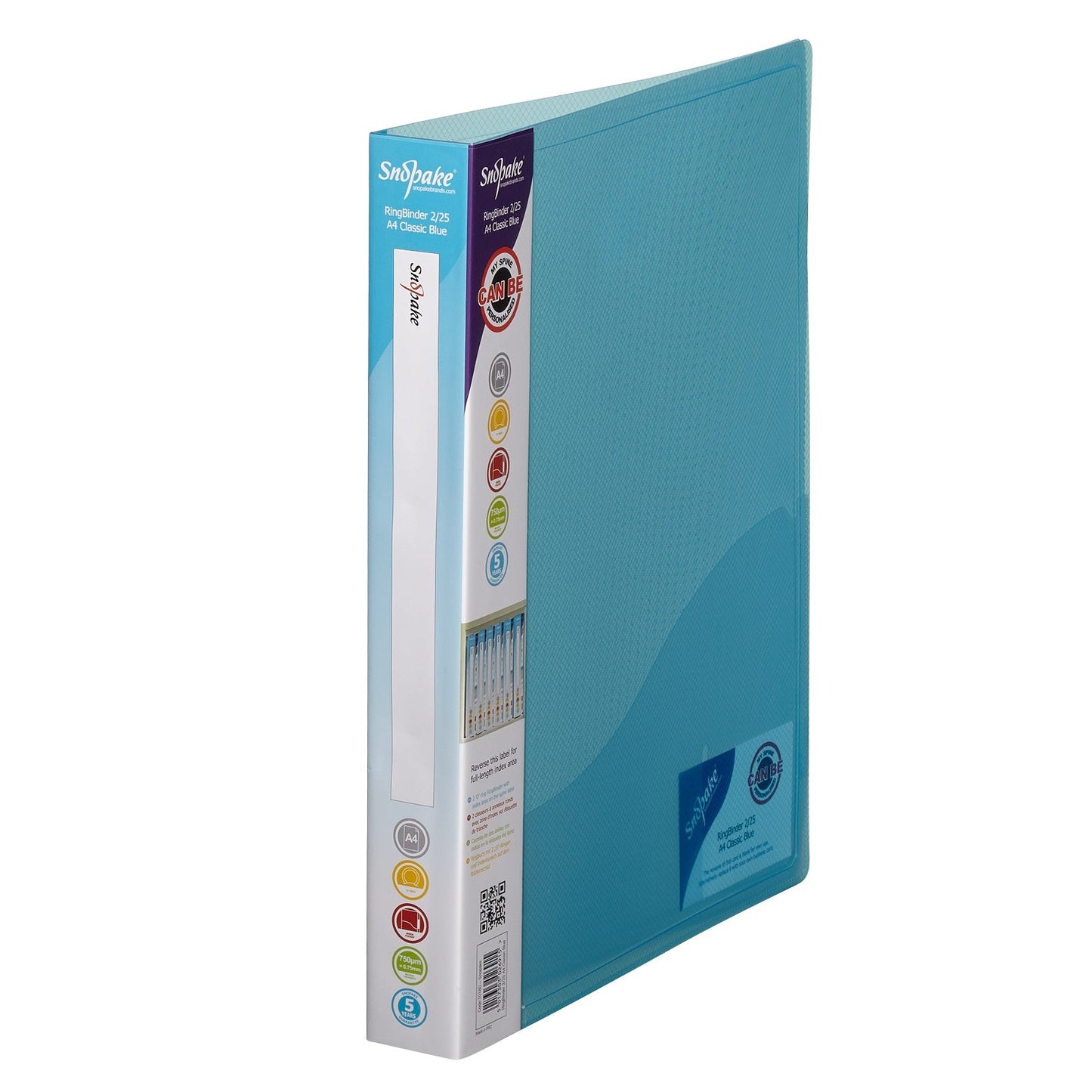 Snopake Superline Ring Binder 2 O-Ring A4 25mm Rings Classic Blue (Pack 10) - 10180