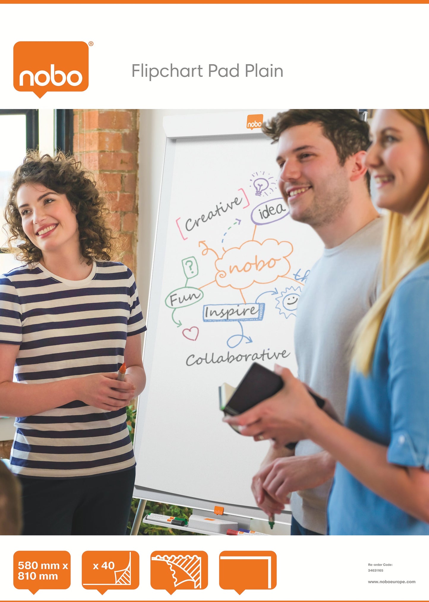 Nobo Flipchart Pad Plain A1 40 Sheets (Pack 5) 34631165