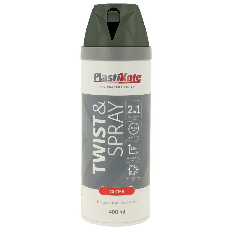 Plastikote Premium Paint Spray | Gloss Finish | Medium Grey | 3 x 400ml.