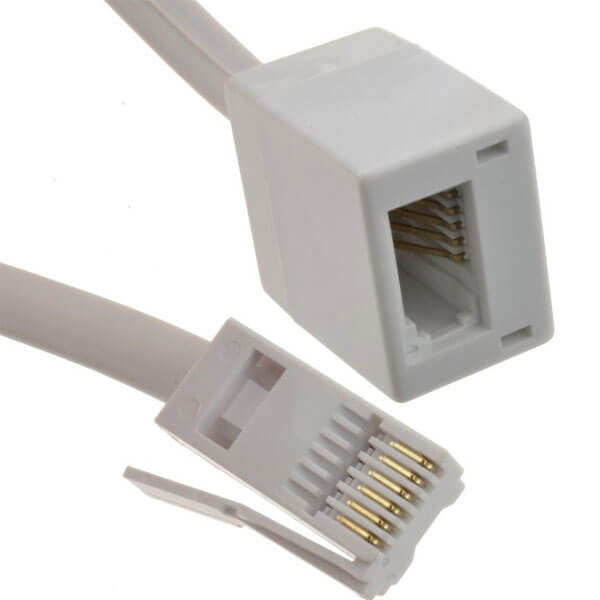 Dencon Electical Telephone Extension Cable | For Bt Type Phone Sockets | Long 20m Length