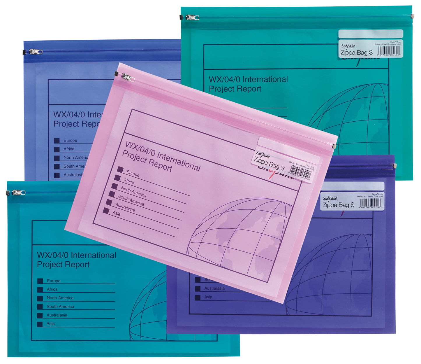 Snopake Zippa Bag S Polypropylene A5 140 Micron Electra Assorted Colours (Pack 25) - 14135