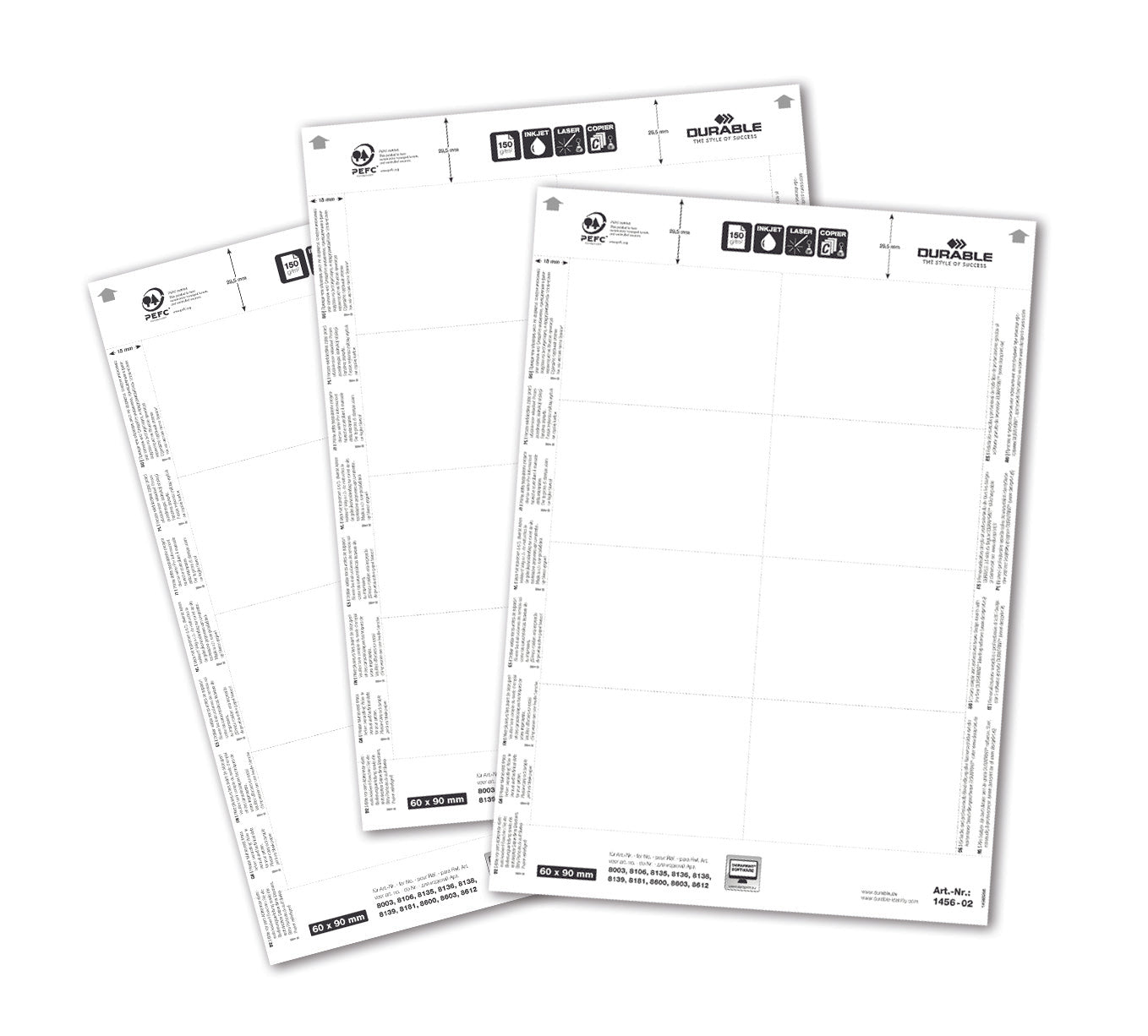 Durable Name Badge Insert 60x90mm 150gsm White (Pack 160) 145602