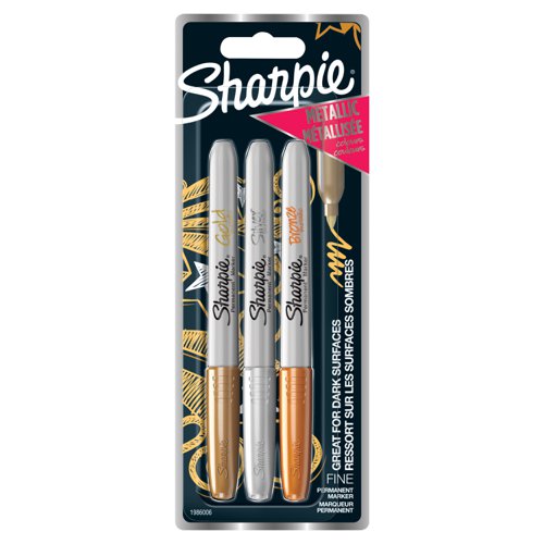 Sharpie Permanent Marker Fine Metallic Assorted (Pack of 3) 1849114