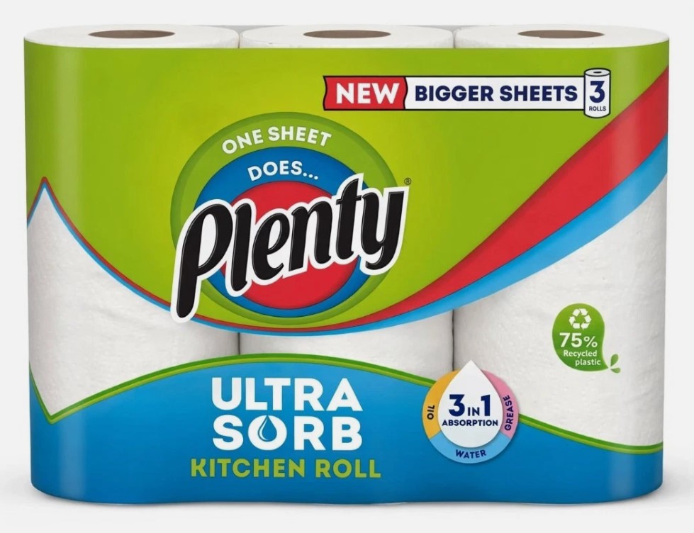 Plenty Ultrasorb Kitchen Roll 80 sheets (Pack of 3)