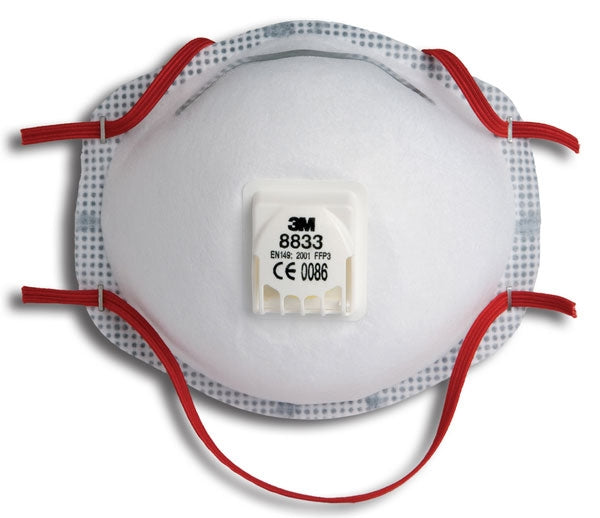 3M 8833 Cup-Shaped Respirator (Valved) - Superior Protection Level FFP3 {10 Pack}