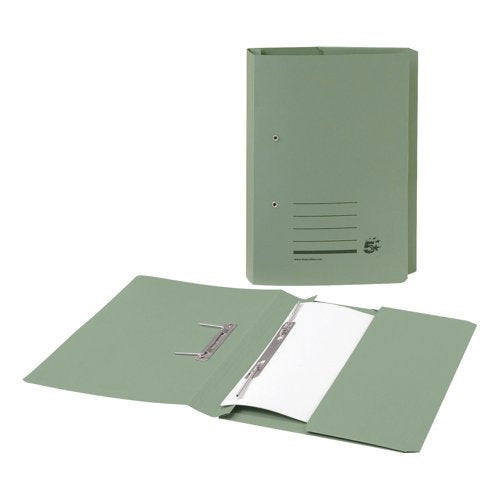 5 Star Recycled Transfer Spring Pocket File Foolscap Mediumweight 285gsm Green (Pack of 25) 423970