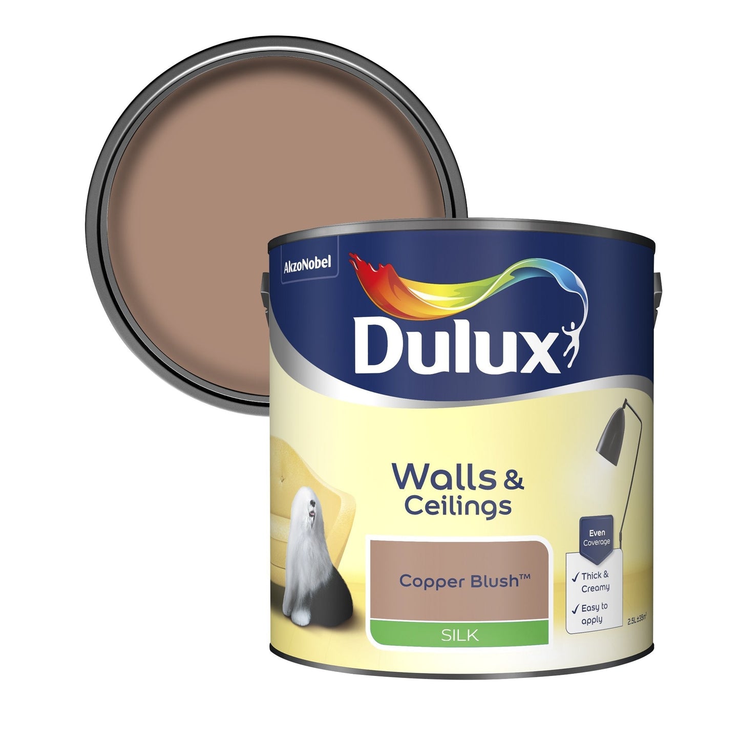 Dulux Silk Emulsion Paint For Walls And Ceilings - Copper Blush 2.5L