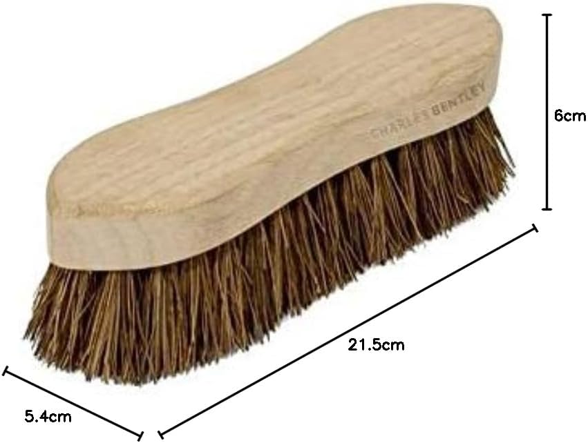Charles Bentley Stiff Bassine Wooden Hand Scrub Brush, 8", Wood, Natural, One Size