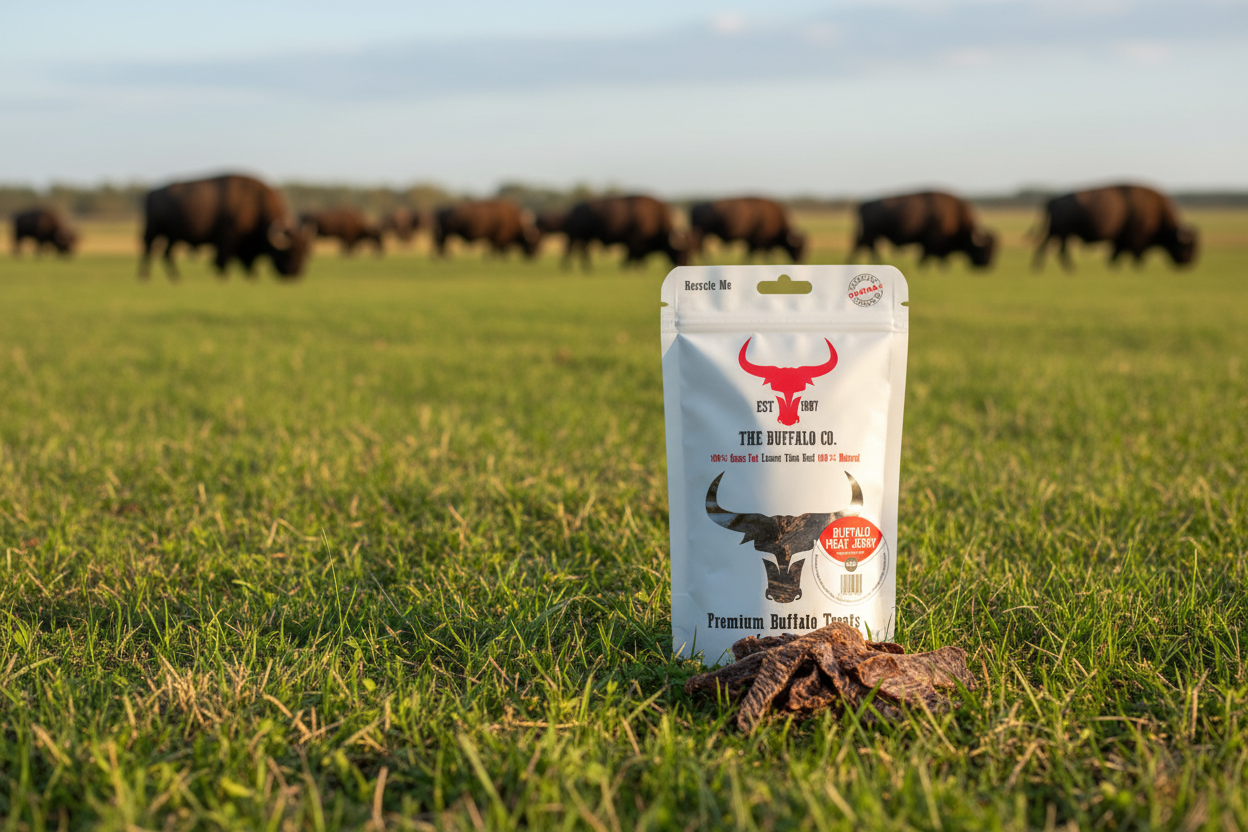 The Buffalo Co. Buffalo Meat Jerky for Dogs | 100% Natural Grass-Fed Dog Treats | 1 x 100g