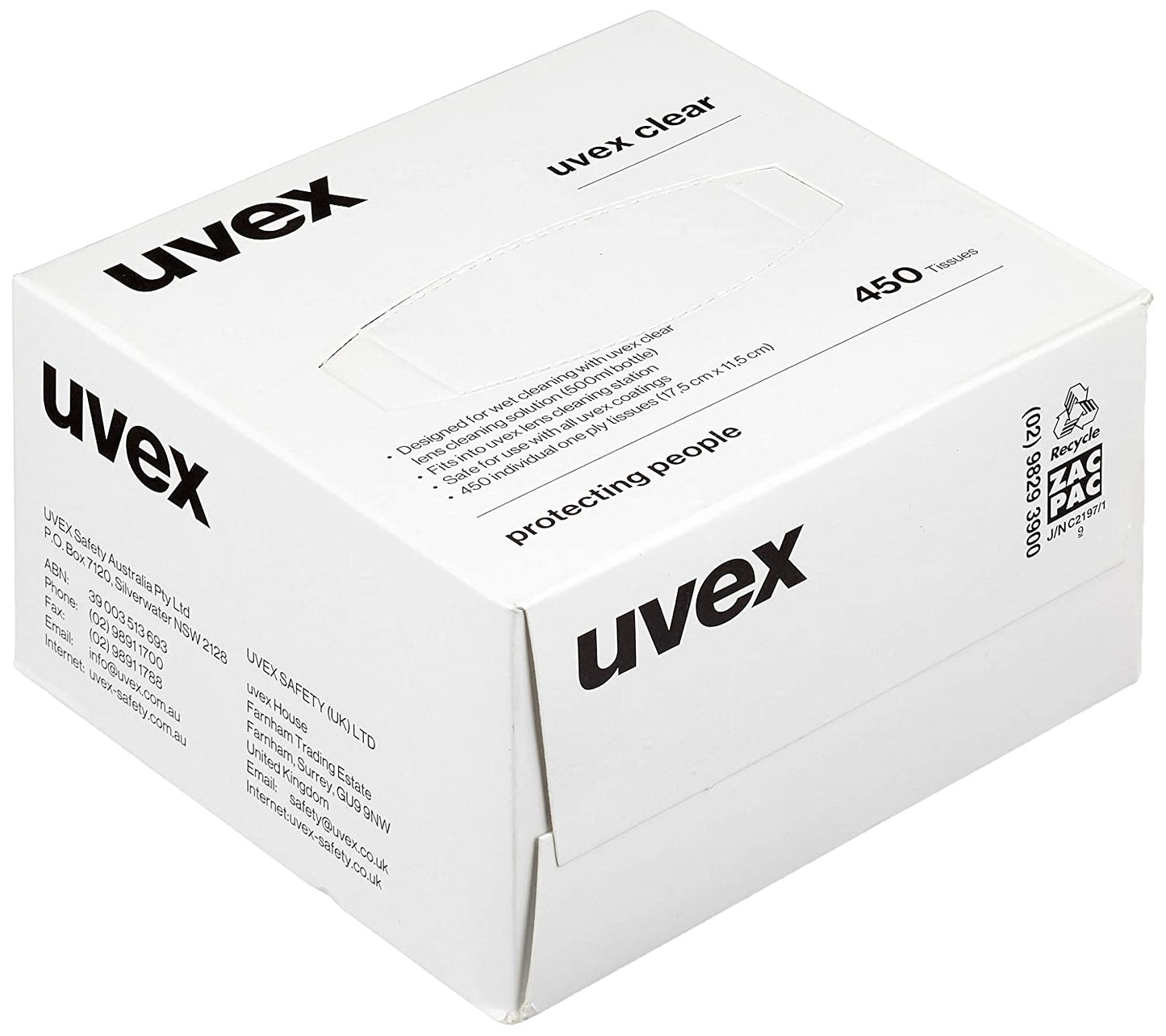Uvex Formulated Cleaning Tissues/Wipes Box x 450 - UK BUSINESS SUPPLIES