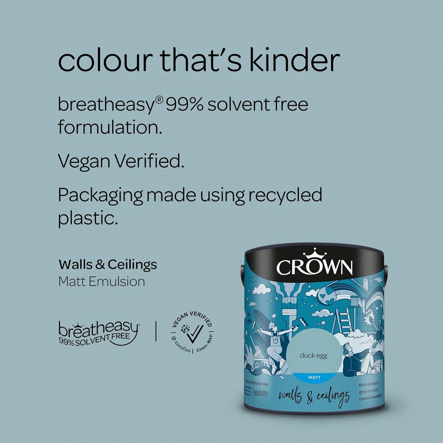 Crown Breatheasy Matt Emulsion - Duck Egg 5L
