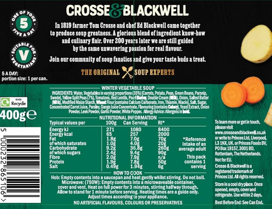 Crosse & Blackwell British Winter Vegetable 6 x 400g