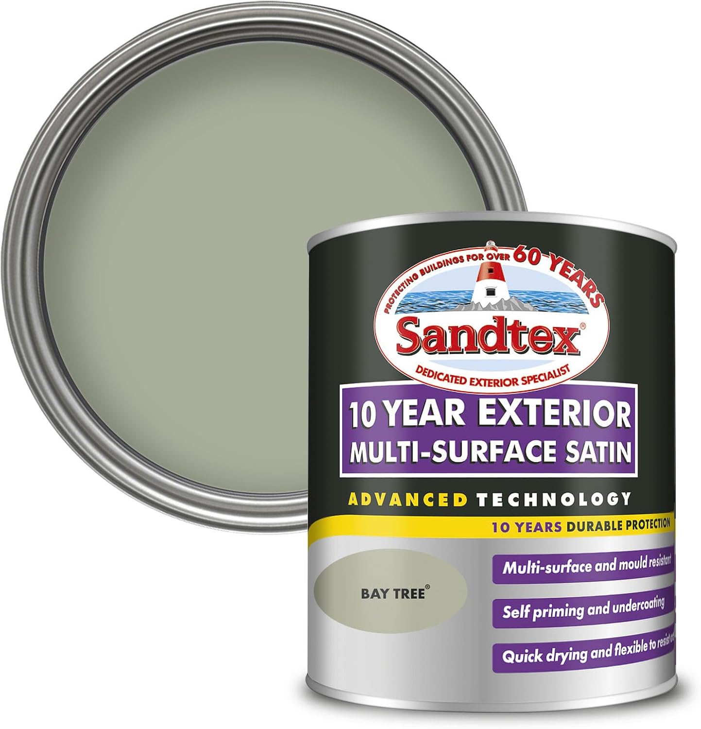 Sandtex 10 Year Multi Surface Satin Paint Bay Tree 750ml