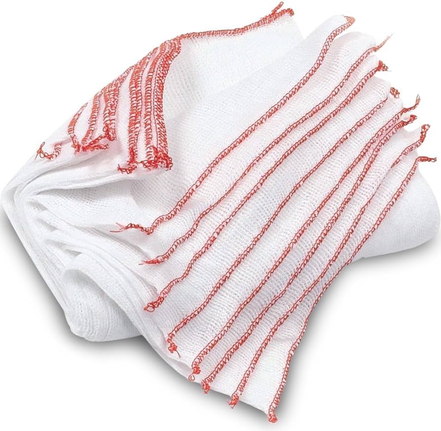 Janit-X 100% Cotton Basic Dishcloths 8-Pack Trimmed in Red