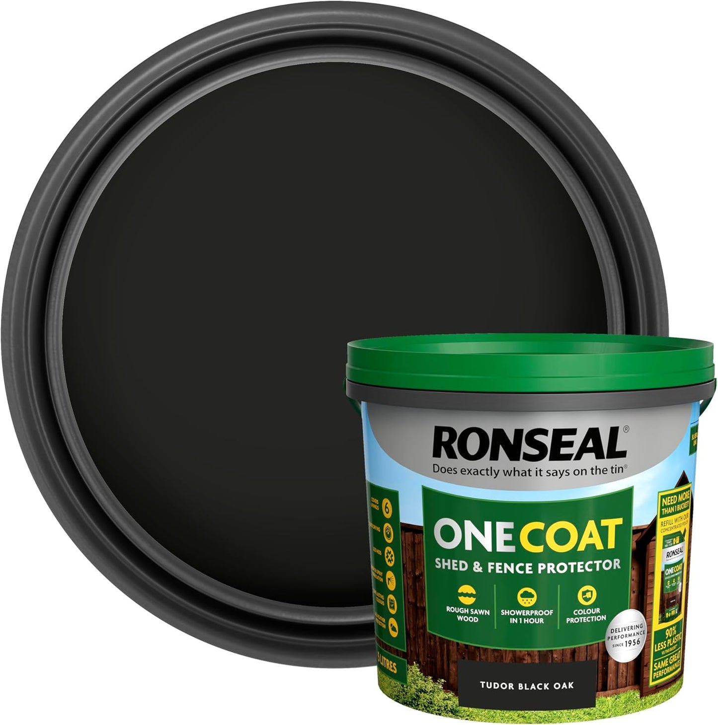 Ronseal One Coat Shed and Fence Protector Black Oak 5 litres