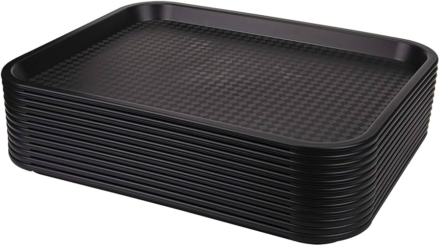 Fixtures Black Plastic Fast Food Serving Tray {34cm x 26cm}