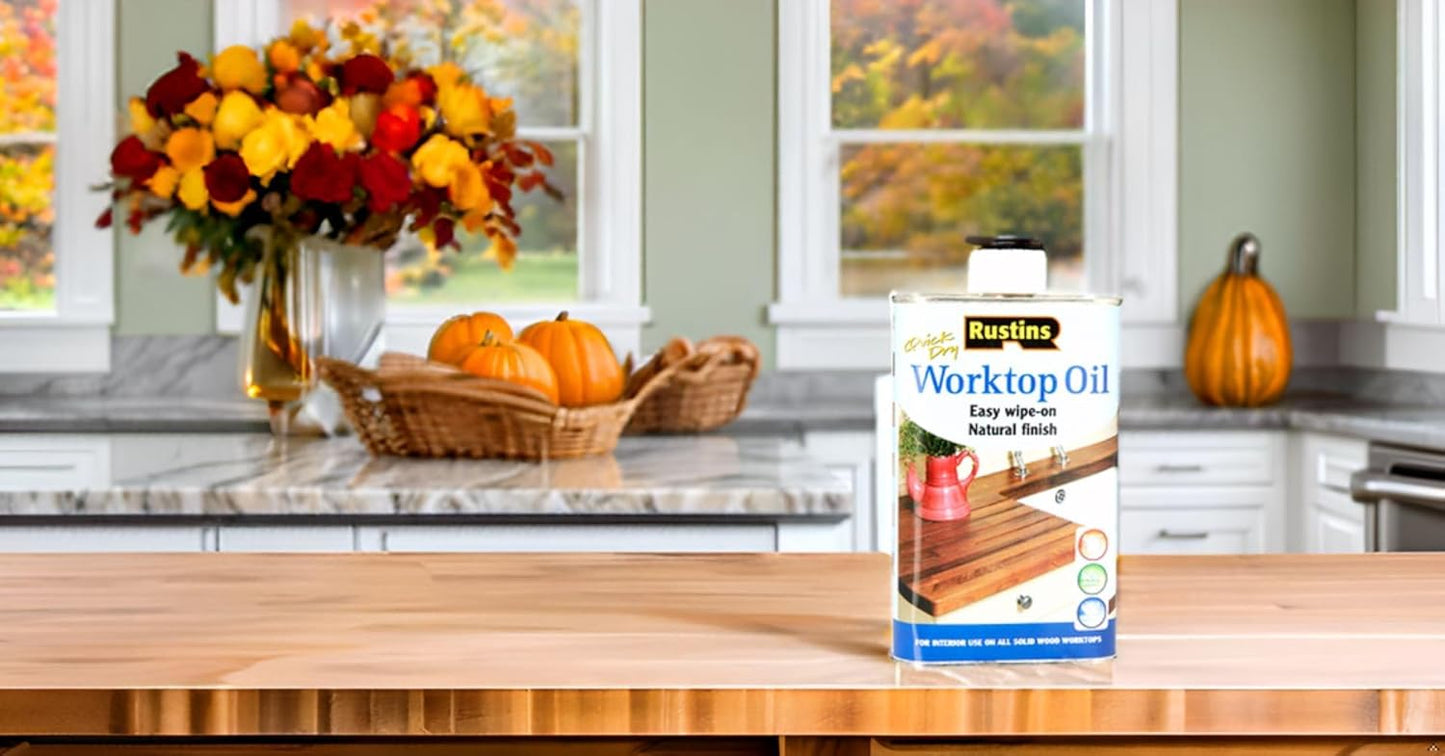 Rustins Worktop Oil Natural Finish - Ideal For Kitchen Surfaces 1L