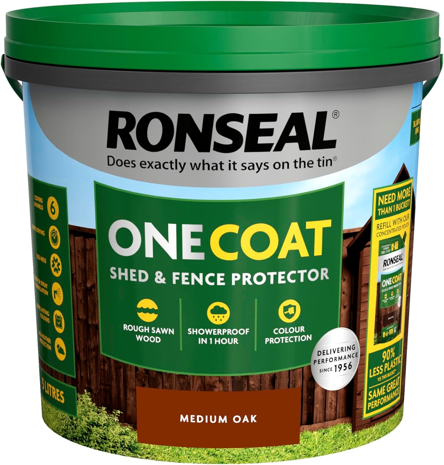 Ronseal One Coat Shed and Fence Protector Medium Oak 5 litres