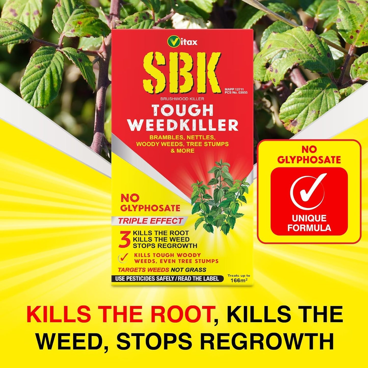 Vitax Sbk Tough Weedkiller 500Ml. Kills The Roots. No Glyphosate.