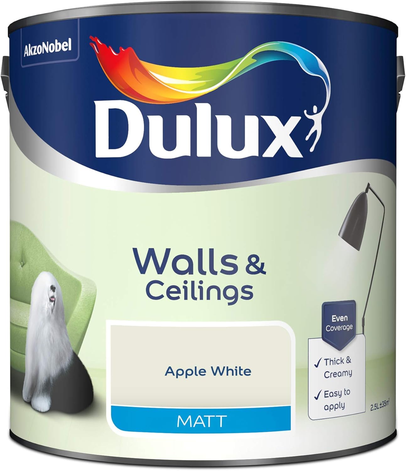 Dulux Natural hints Apple white Matt Emulsion paint, 2.5L