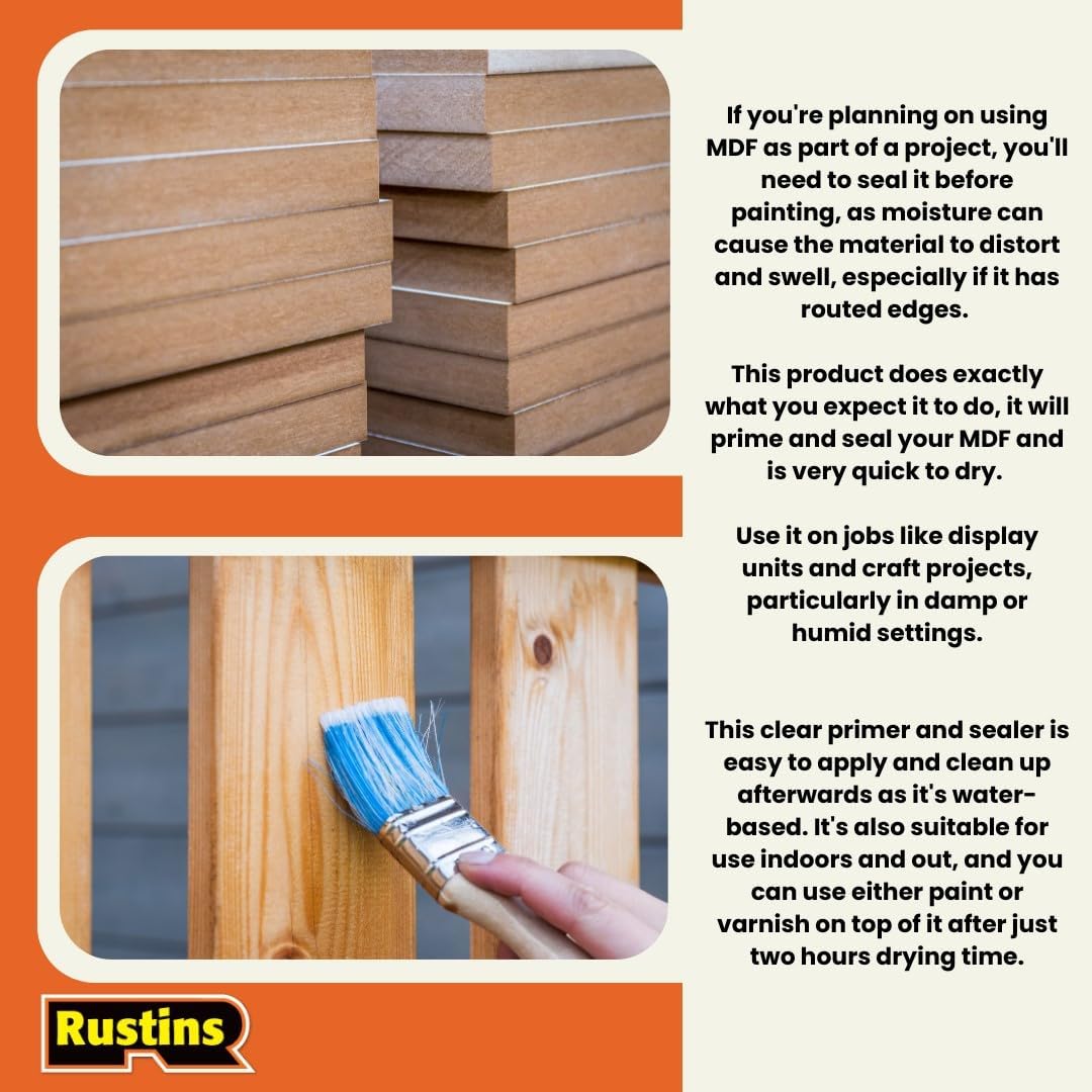 Rustins Quick Dry MDF Sealer | Professional Sealant For Rapid Results | 250ml