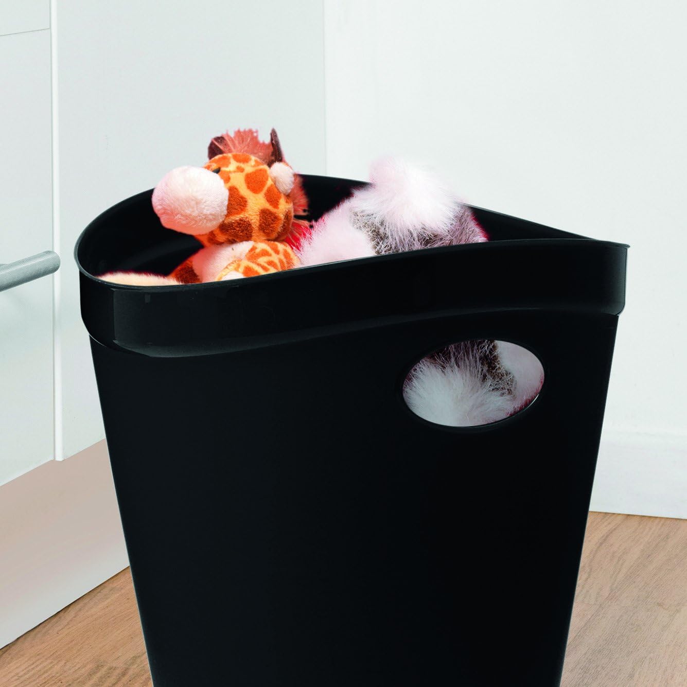Addis Plastic Waste Paper Bathroom Bedroom Office Trash Bin, Black, 12 Ltr