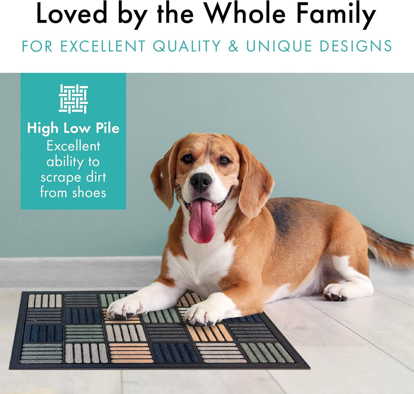 Scrape Sorb Premium Doormat | Parquet Multi | 45 x 60cm | Durable Nylon Pile