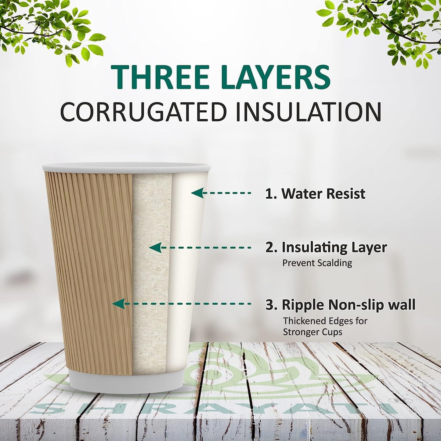 12oz Belgravia 100% Biodegradable Ripple Paper Cups 25s