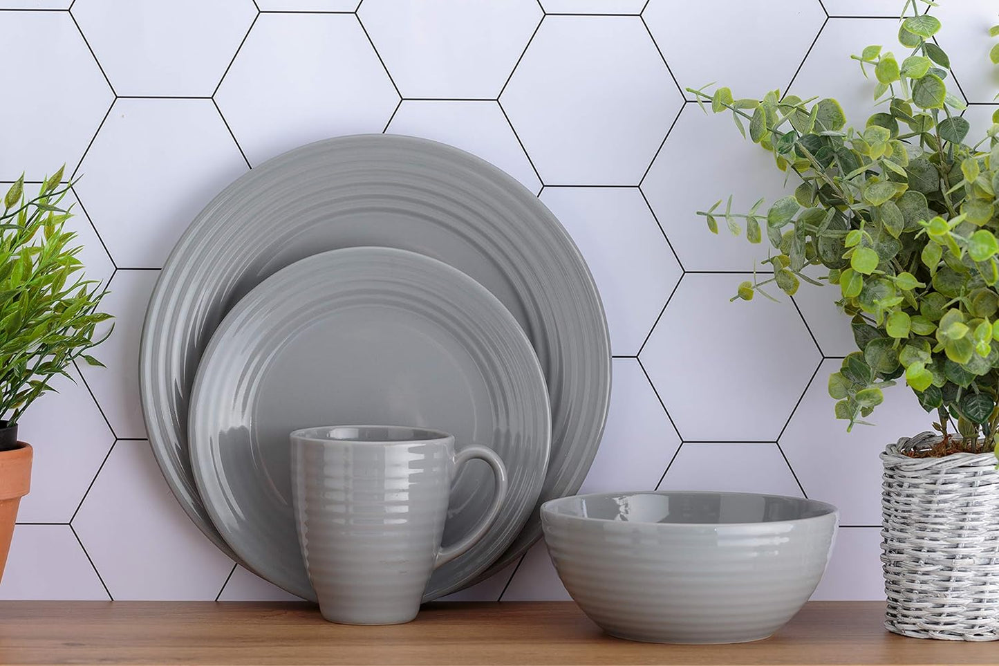 Price & Kensington Typhoon Stoneware Grey Mugs 350ml/ 12oz