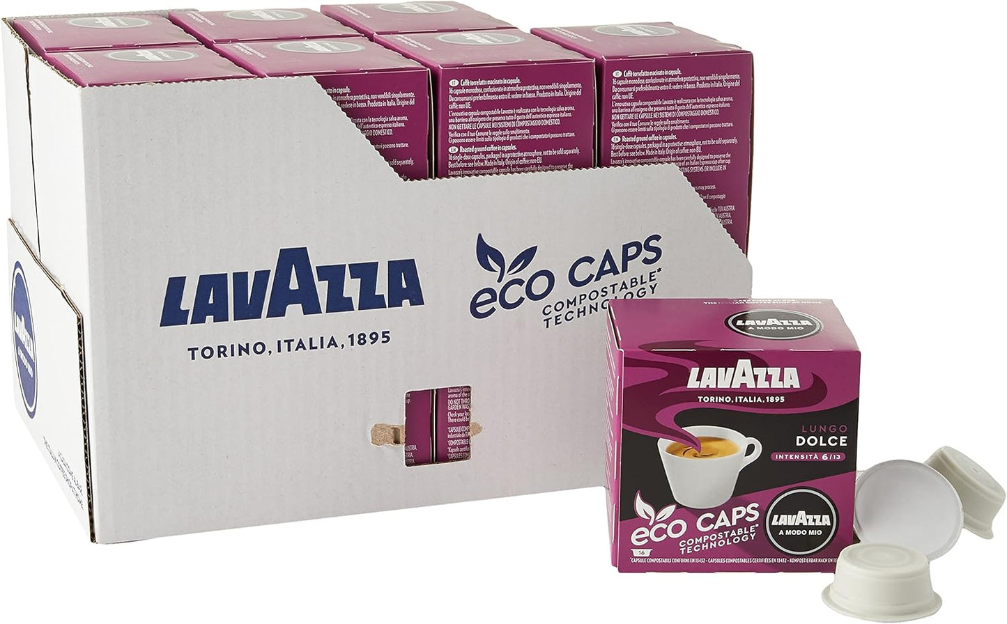 Lavazza A Modo Mio Lungo Dolce Eco Caps | 5 x 16's Bundle {80's}