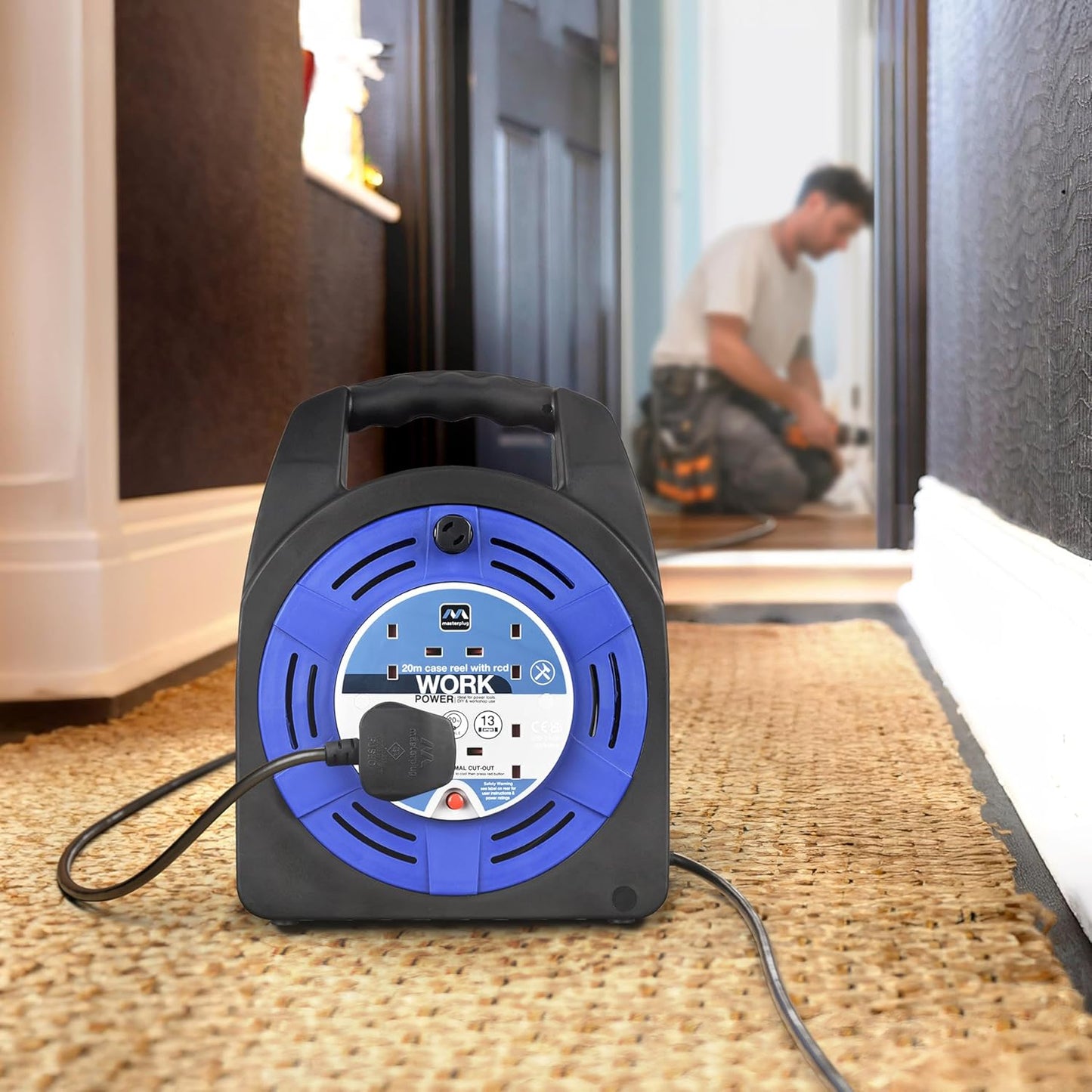 Masterplug Cassette Reel 20 Metre 4 Socket 13A Thermal Cut-Out