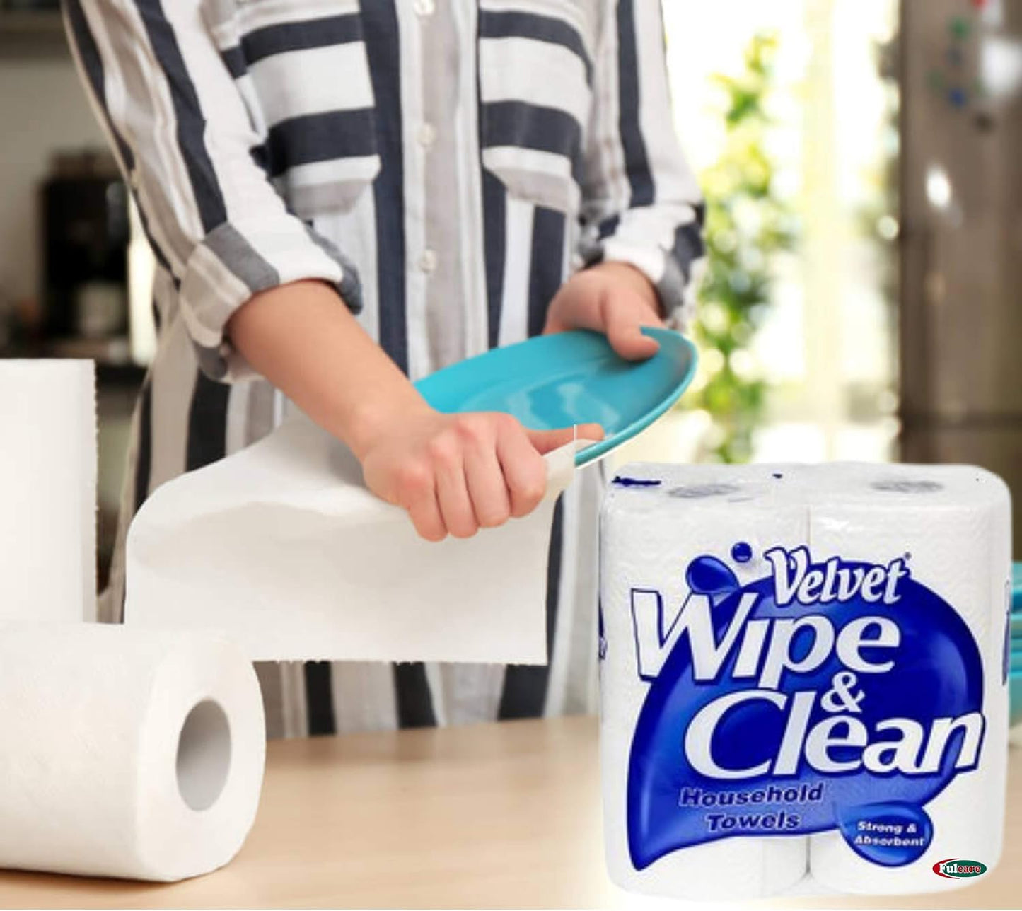 Velvet Wipe and Clean Kitchen Roll Towel Twin Pack