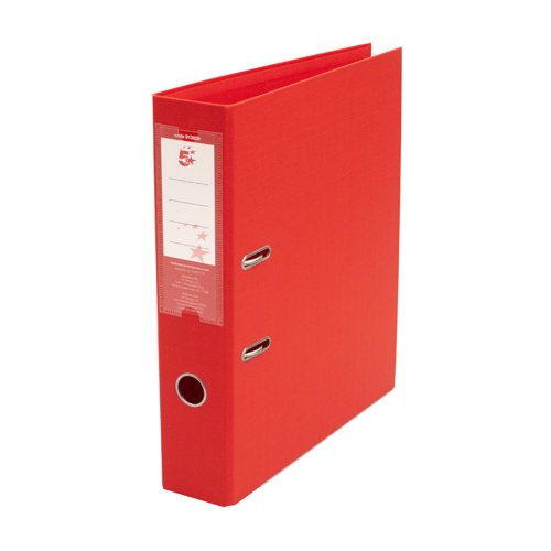 5 Star Premium Lever Arch File Foolscap 70mm Spine Polypropylene Red (Pack of 10) 913209