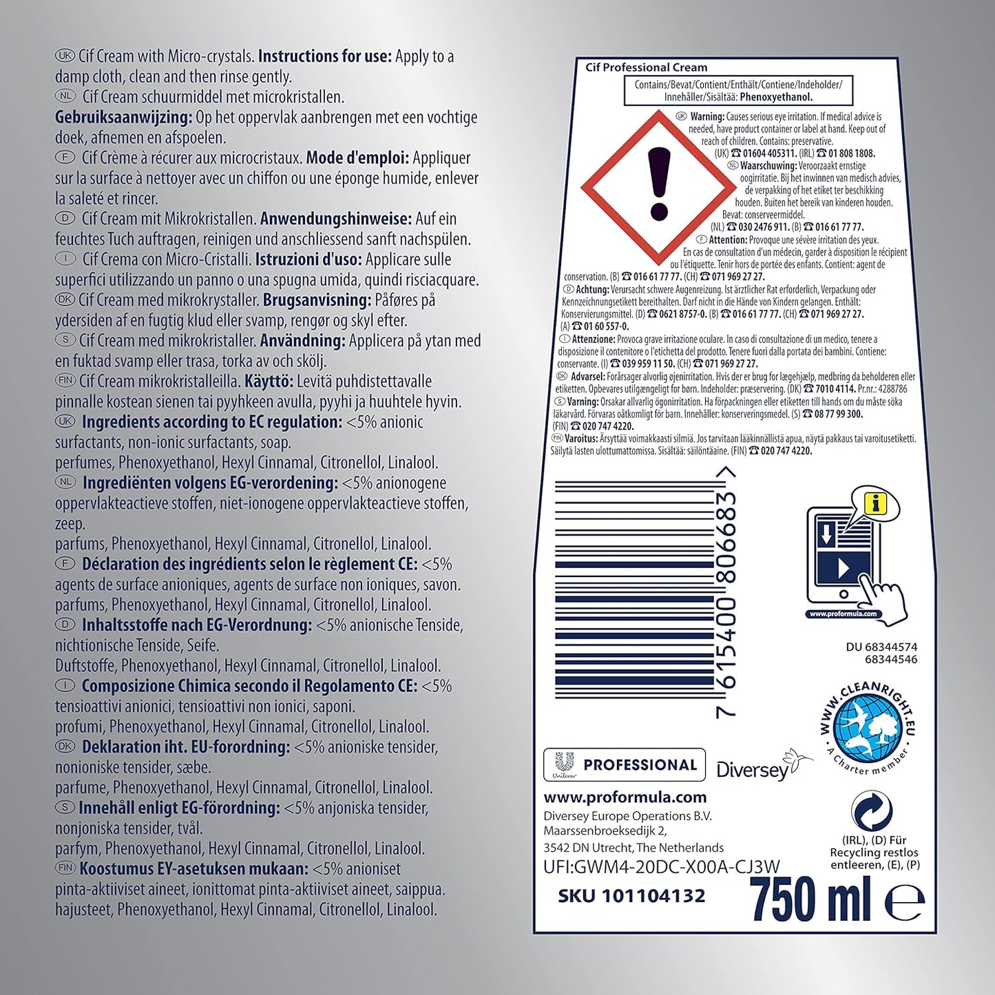 Cif Pro Formula Original Cream Cleanser 750ml