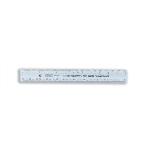 5 Star Ruler Plastic Shatter-resistant Metric/Imperial Markings 300mm Blue Tint (Pack of 10) 932693
