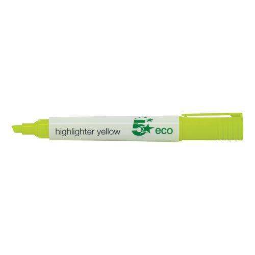 5 Star Highlighter Chisel Tip 1-5mm Line Yellow (Pack of 10) 938041