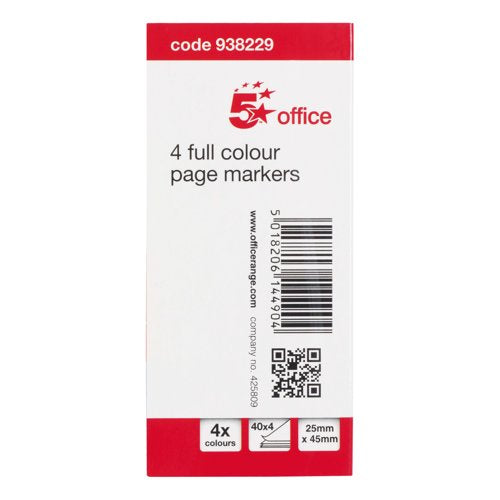 5 Star Index Page Marker Flag 25x45mm 40 Flags per Colour x4 Colours Neon Assorted 938229