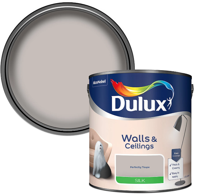 Dulux Silk Emulsion Paint For Walls And Ceilings - Perfectly Taupe 2.5 Litres
