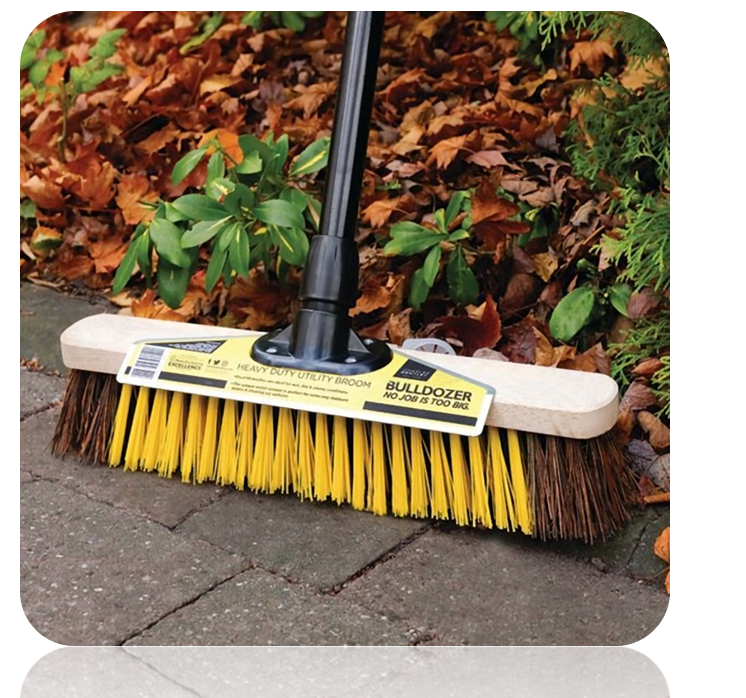 Brushware 16 Inch Bulldozer Utility Wooden Broom & Handle