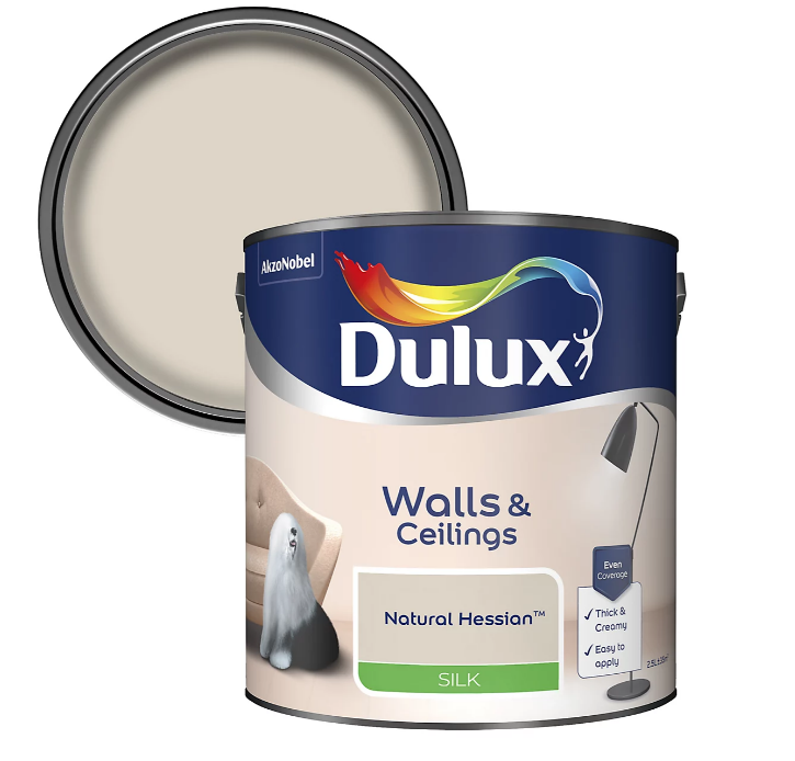 Dulux Silk Emulsion Paint For Walls And Ceilings - Natural Hessian 2.5 Litres