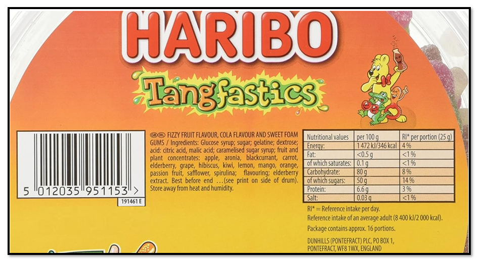 Haribo Tangfastics 1kg Drum | 3 x 1kg Bundle