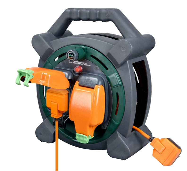 Masterplug HLP2013/2IP 20m Outdoor IP Rated Cable Reel with Weatherproof Sockets 13A Case Reel (