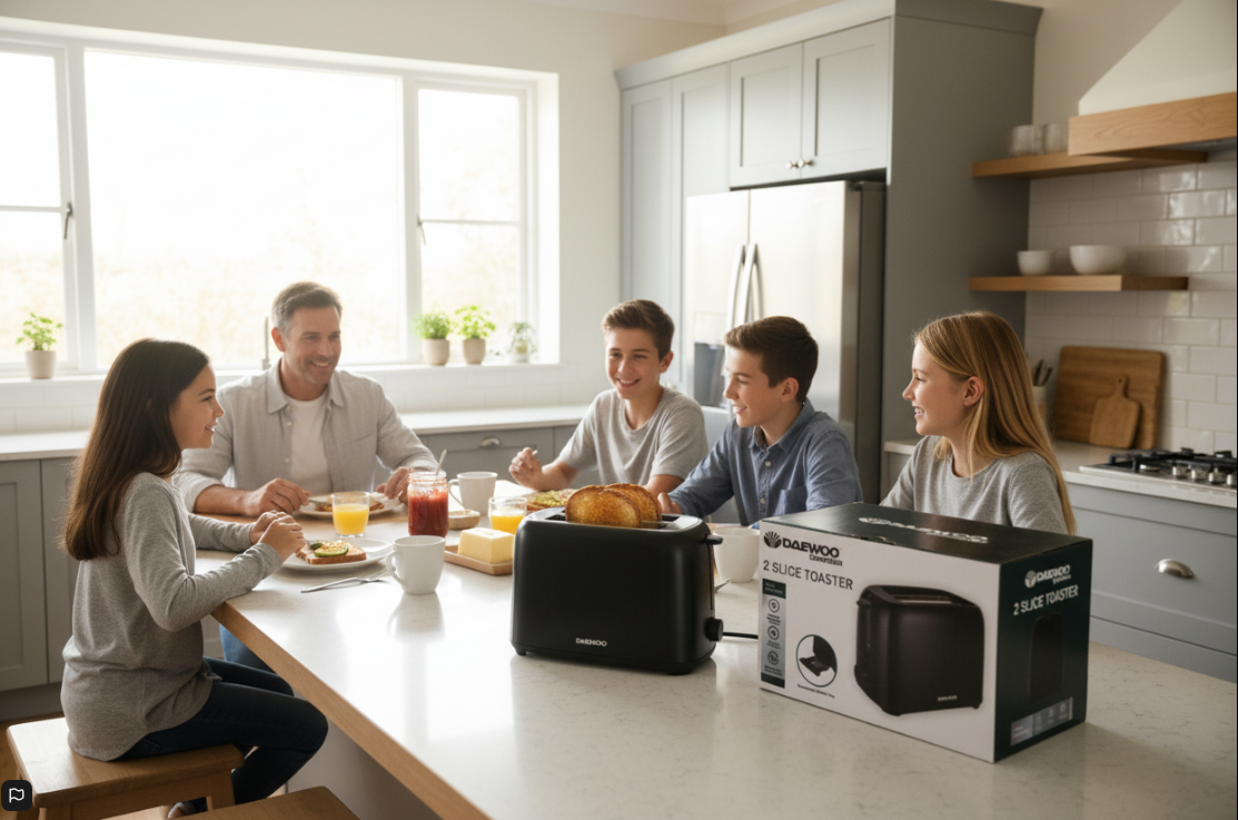 Daewoo Essentials 2 Slice Toaster | Black | 700W