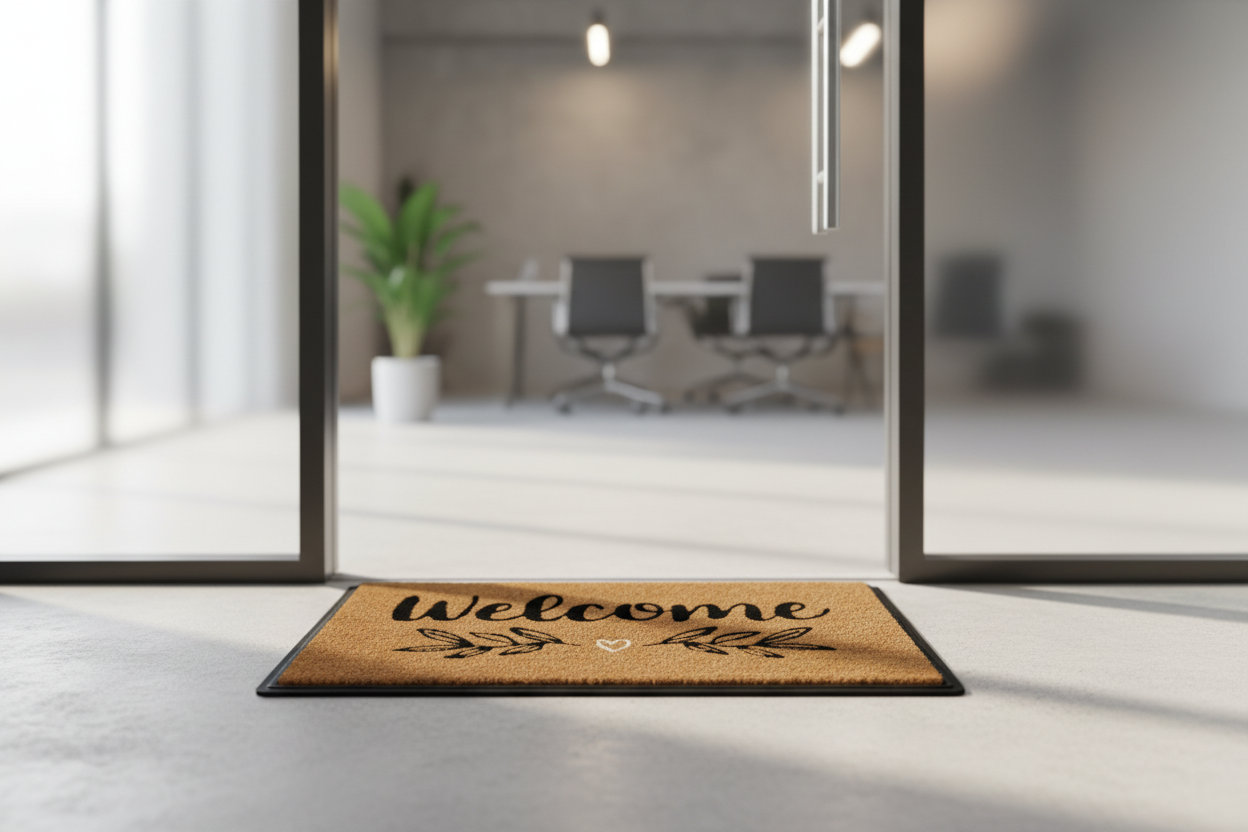 Mighty Mats Rubber Welcome Spring Cut Pile Doormat - 40x60cm
